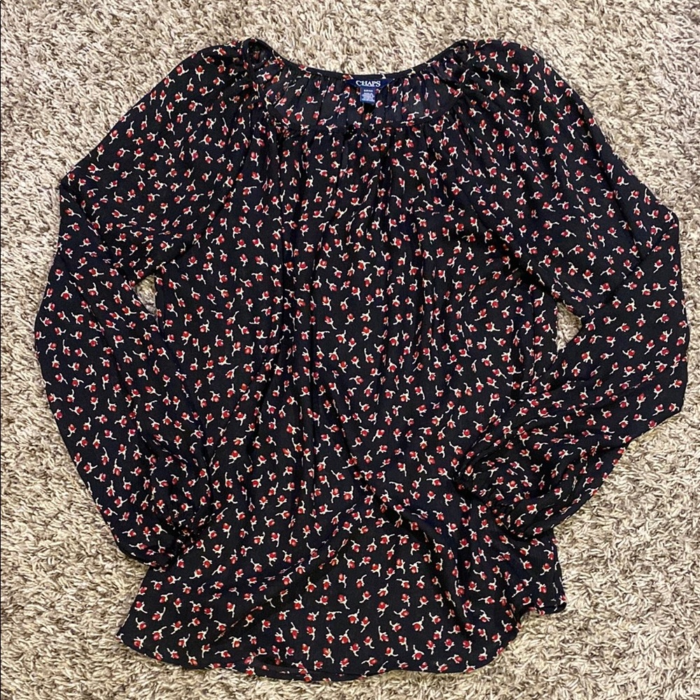Chaps Women's Black Floral Top
